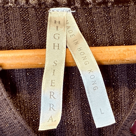 High Sierra Brown Ribbed Henley Sweater Top Metallic Copper Large Bella Swan - Picture 3 of 5